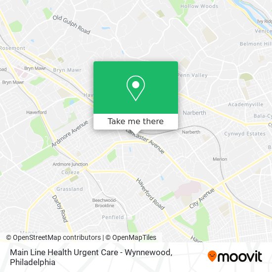 Mapa de Main Line Health Urgent Care - Wynnewood