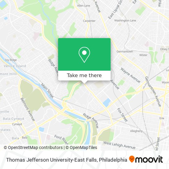 Mapa de Thomas Jefferson University-East Falls