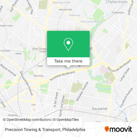 Precision Towing & Transport map