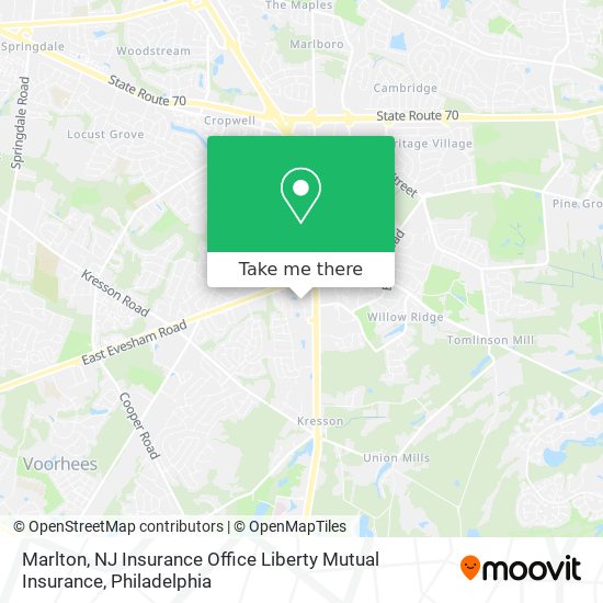 Mapa de Marlton, NJ Insurance Office Liberty Mutual Insurance