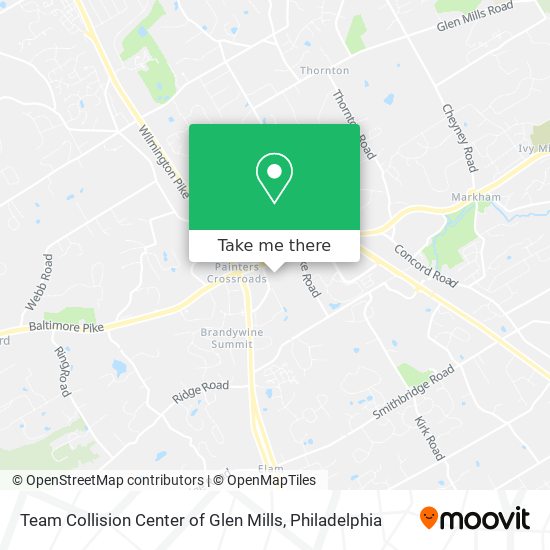 Team Collision Center of Glen Mills map