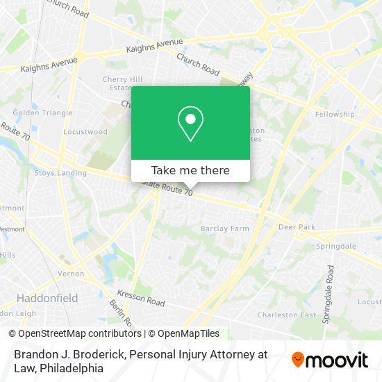 Brandon J. Broderick, Personal Injury Attorney at Law map