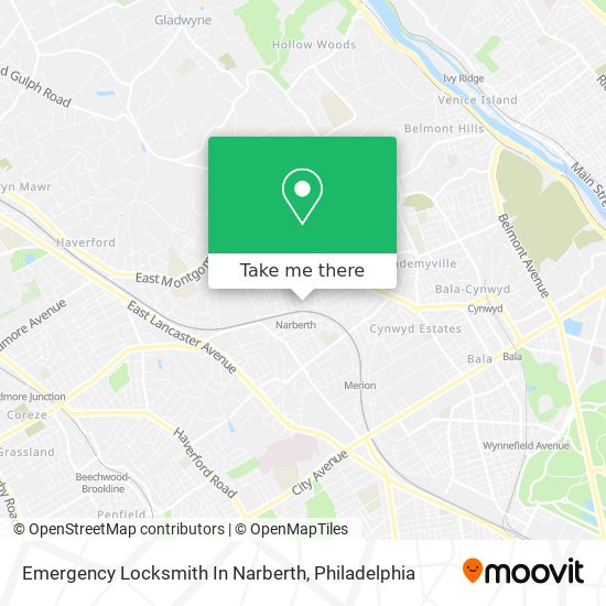 Emergency Locksmith In Narberth map