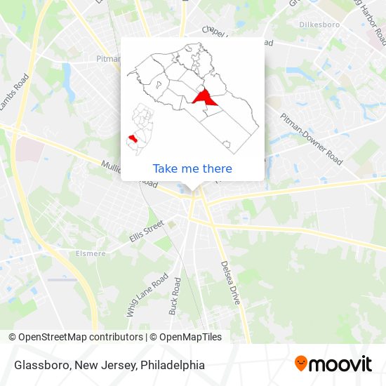 Mapa de Glassboro, New Jersey