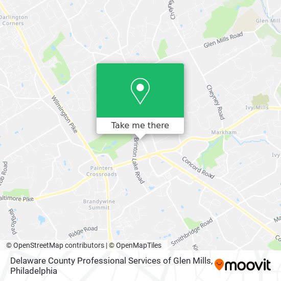 Delaware County Professional Services of Glen Mills map