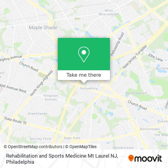 Rehabilitation and Sports Medicine Mt Laurel NJ map