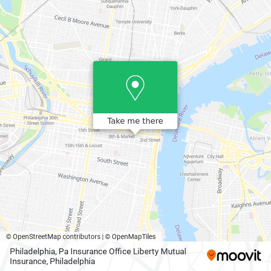 Mapa de Philadelphia, Pa Insurance Office Liberty Mutual Insurance