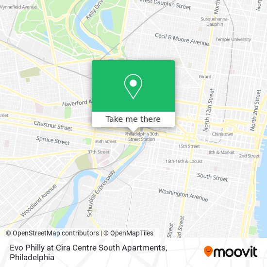 Mapa de Evo Philly at Cira Centre South Apartments