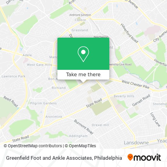 Mapa de Greenfield Foot and Ankle Associates