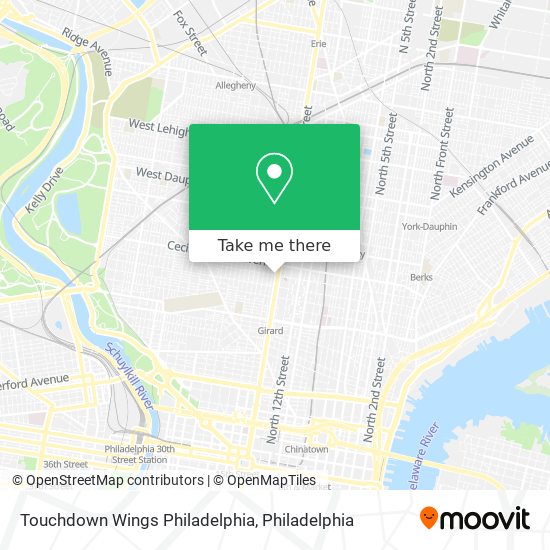 Touchdown Wings Philadelphia map