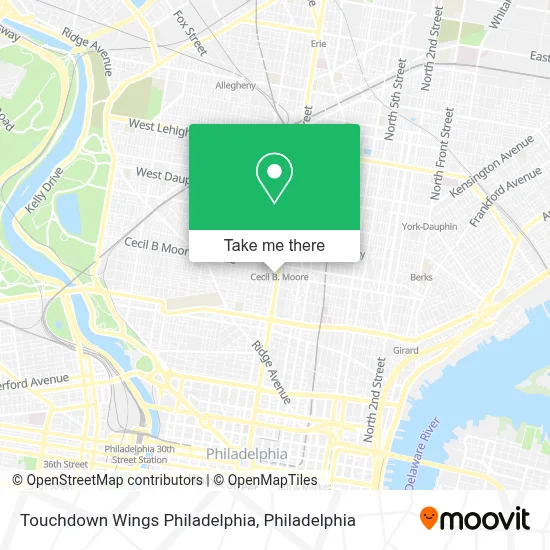 Touchdown Wings Philadelphia map