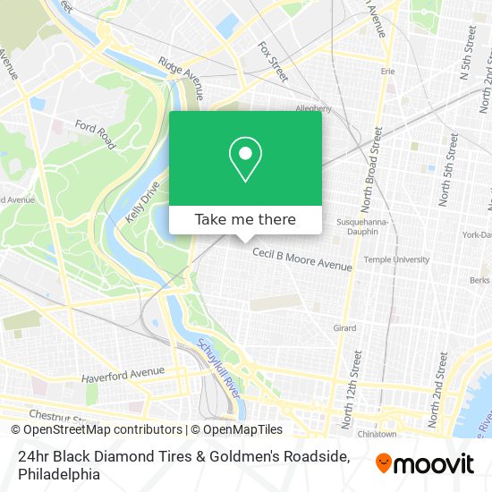 24hr Black Diamond Tires & Goldmen's Roadside map