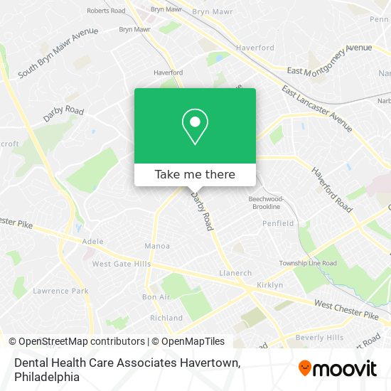 Dental Health Care Associates Havertown map