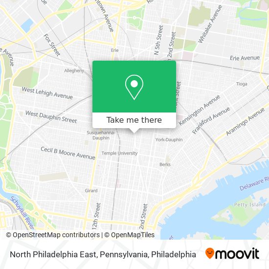 North Philadelphia East, Pennsylvania map