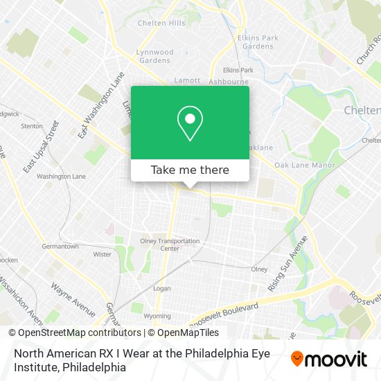 Mapa de North American RX I Wear at the Philadelphia Eye Institute