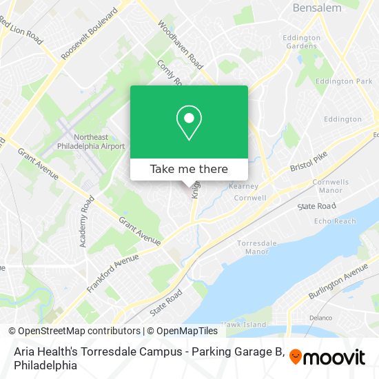 Mapa de Aria Health's Torresdale Campus - Parking Garage B