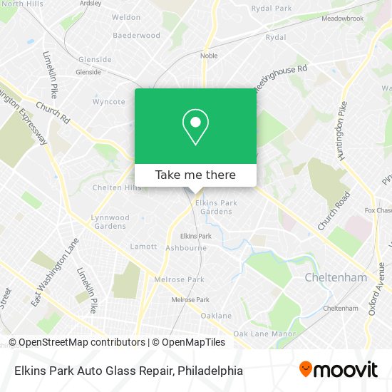 Mapa de Elkins Park Auto Glass Repair