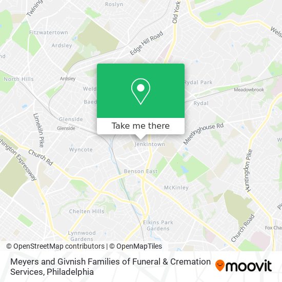 Meyers and Givnish Families of Funeral & Cremation Services map