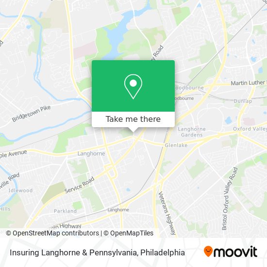 Insuring Langhorne & Pennsylvania map