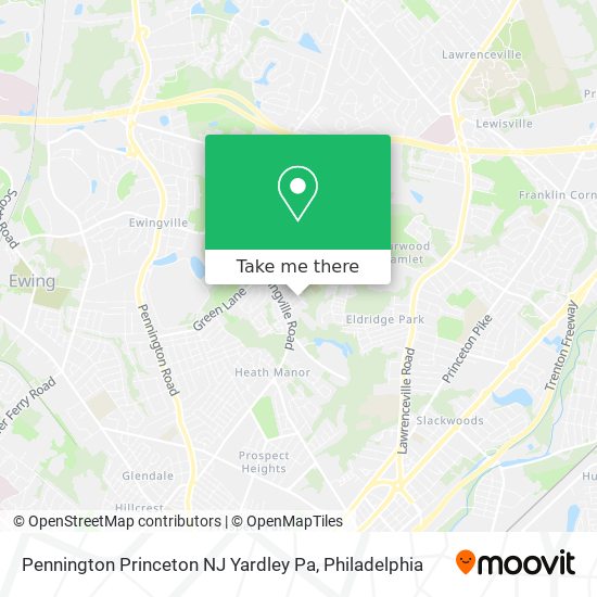 Pennington Princeton NJ Yardley Pa map
