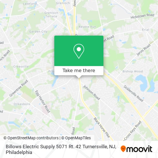 Mapa de Billows Electric Supply 5071 Rt. 42 Turnersville, NJ