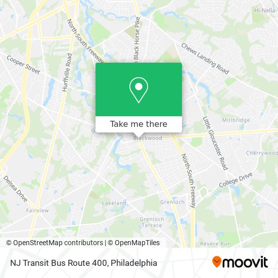 Mapa de NJ Transit Bus Route 400