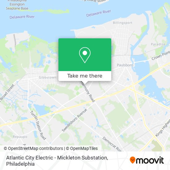 Mapa de Atlantic City Electric - Mickleton Substation