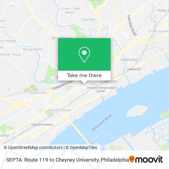 Mapa de SEPTA: Route 119 to Cheyney University