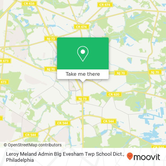 Leroy Meland Admin Blg Evesham Twp School Dict. map