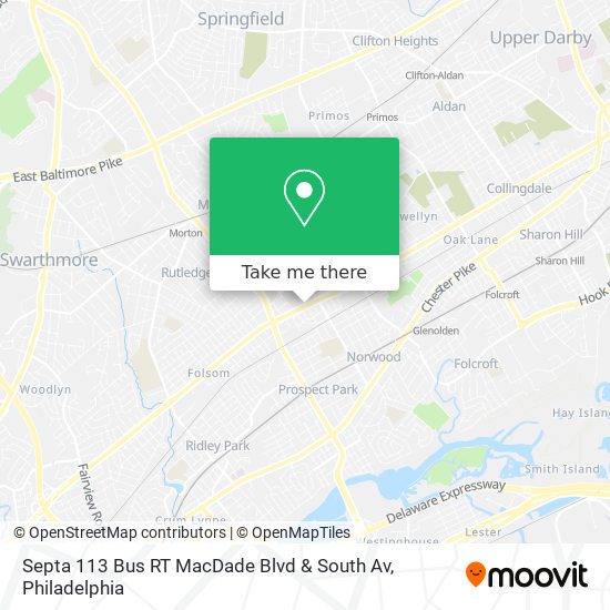 Mapa de Septa 113 Bus RT MacDade Blvd & South Av