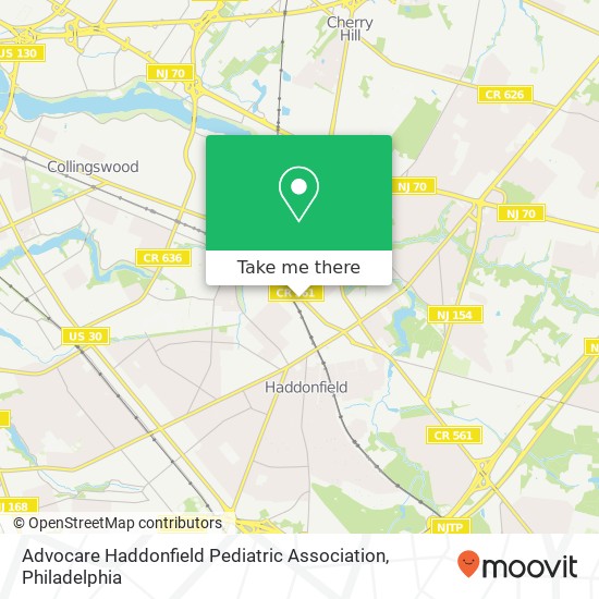 Advocare Haddonfield Pediatric Association map