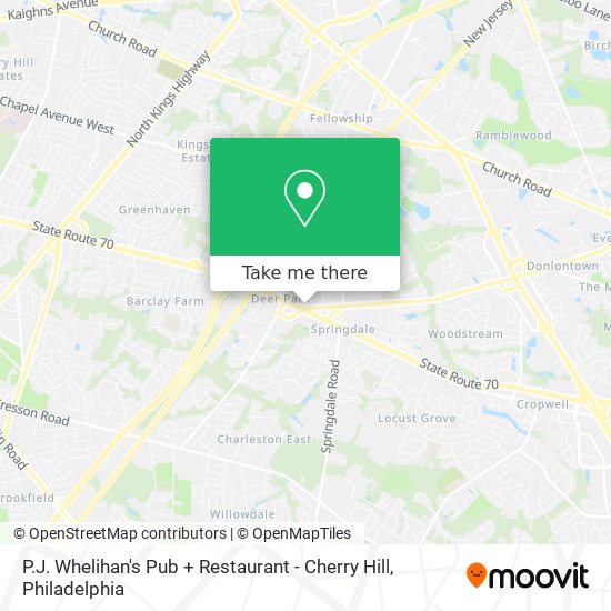 Mapa de P.J. Whelihan's Pub + Restaurant - Cherry Hill
