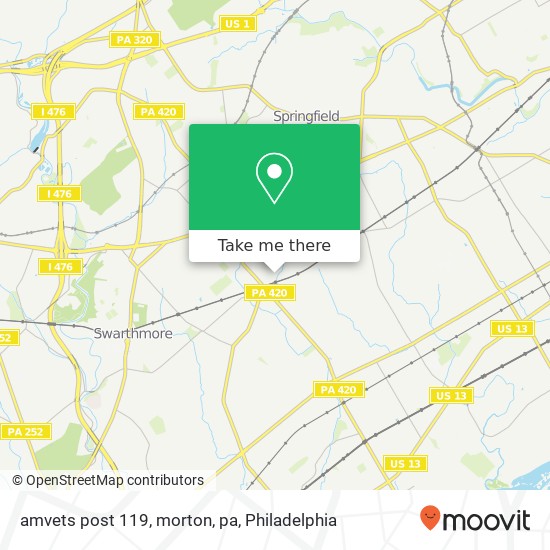 amvets post 119, morton, pa map