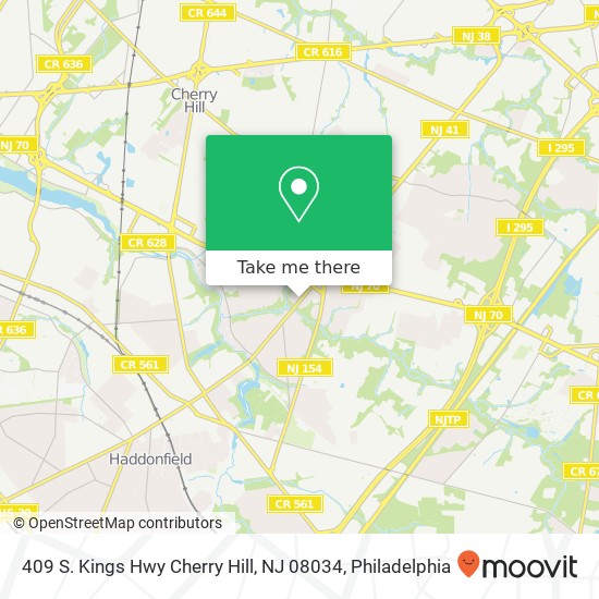 Mapa de 409 S. Kings Hwy Cherry Hill, NJ 08034