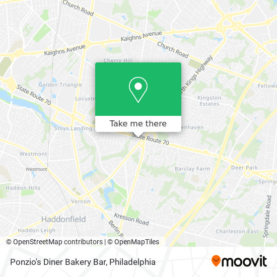 Ponzio's Diner Bakery Bar map