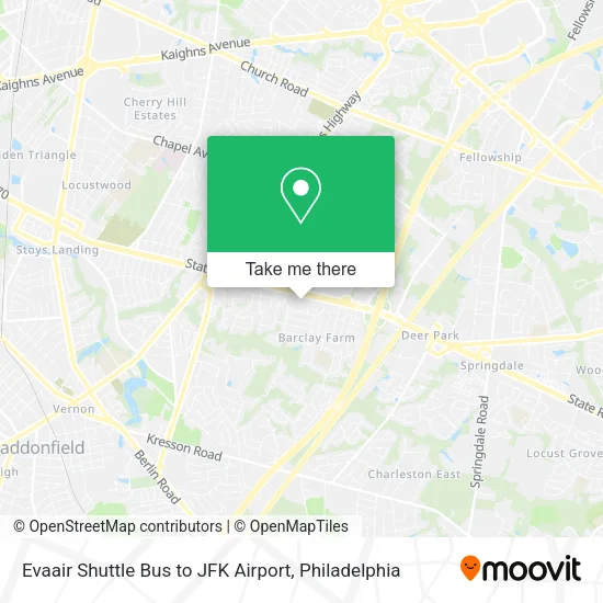 Evaair Shuttle Bus to JFK Airport map