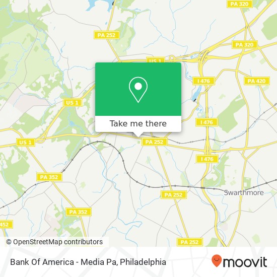 Bank Of America - Media Pa map