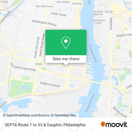 Mapa de SEPTA Route 7 to 33 & Dauphin