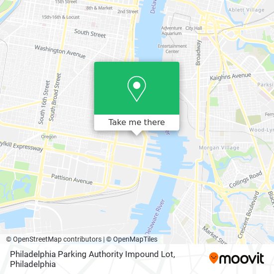 Philadelphia Parking Authority Impound Lot map