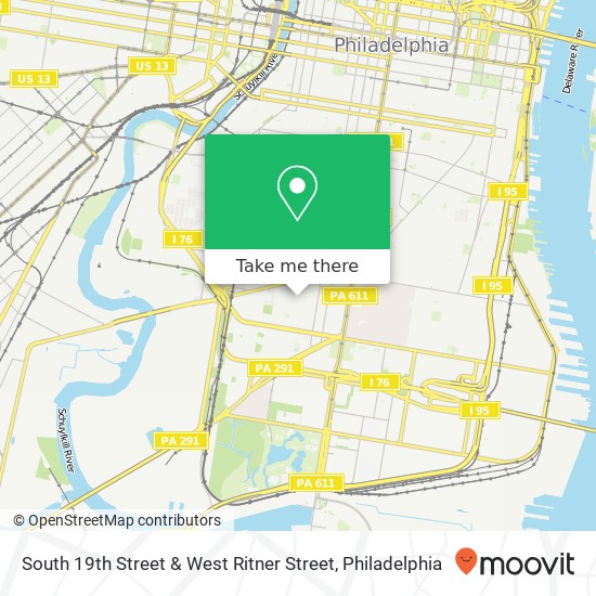 South 19th Street & West Ritner Street map