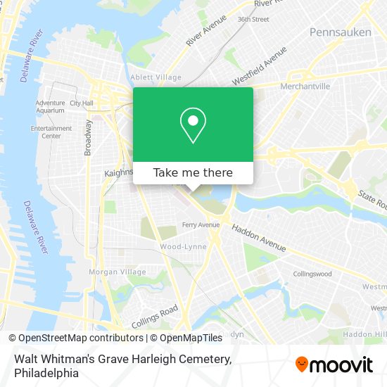 Walt Whitman's Grave Harleigh Cemetery map