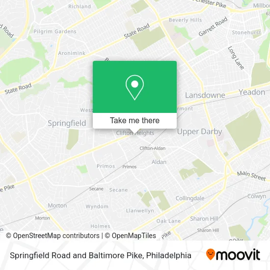 Springfield Road and Baltimore Pike map