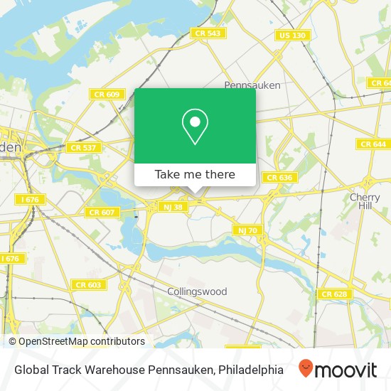 Global Track Warehouse Pennsauken map