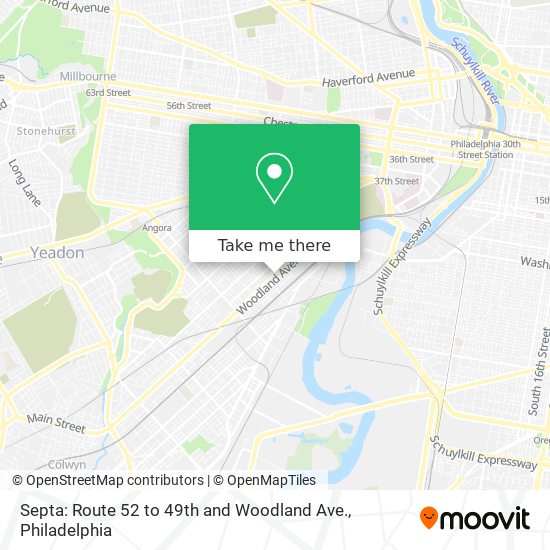 Septa: Route 52 to 49th and Woodland Ave. map