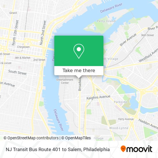 NJ Transit Bus Route 401 to Salem map