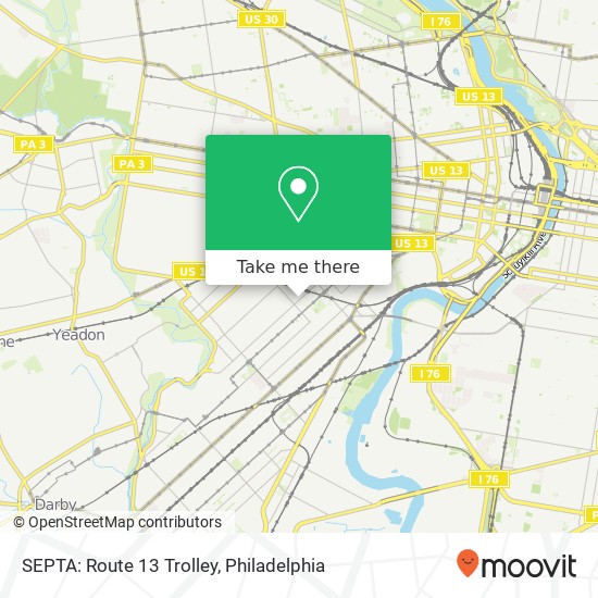 Mapa de SEPTA: Route 13 Trolley