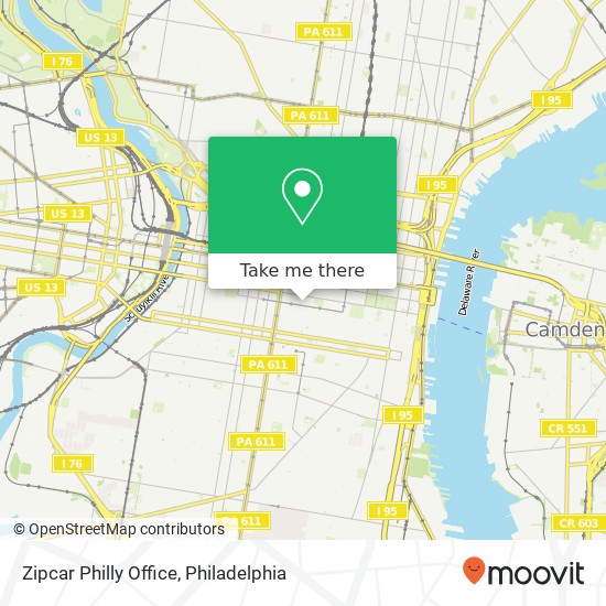 Zipcar Philly Office map