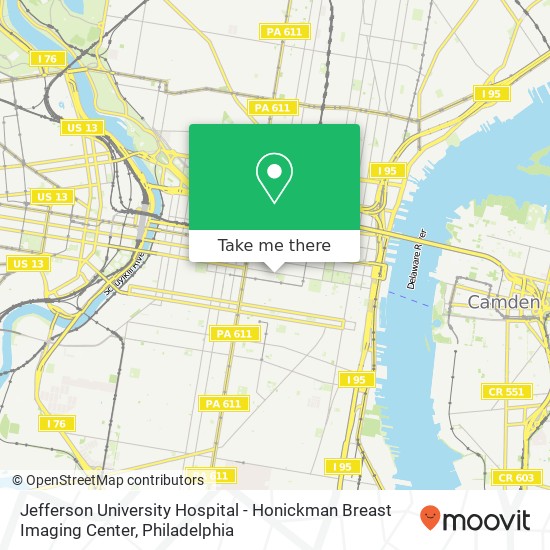 Mapa de Jefferson University Hospital - Honickman Breast Imaging Center