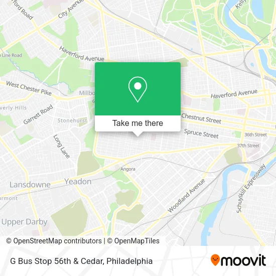G Bus Stop 56th & Cedar map