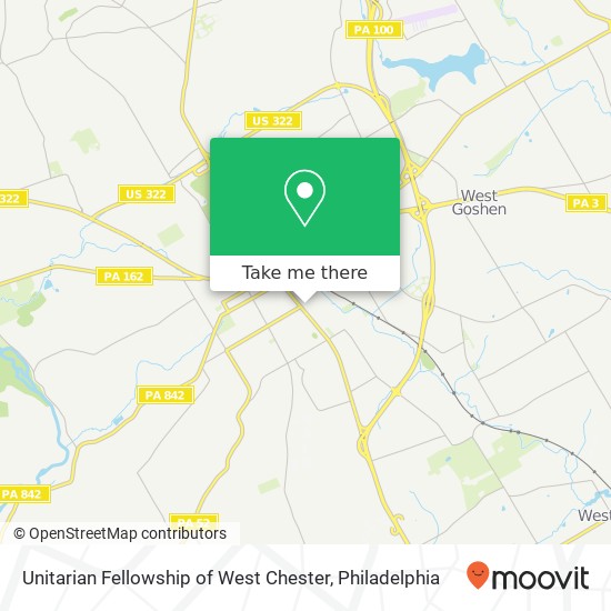 Unitarian Fellowship of West Chester map